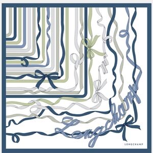 Longchamp Rubans Silk Scarf 50 Slate    - Silk NWT! Original Price $145